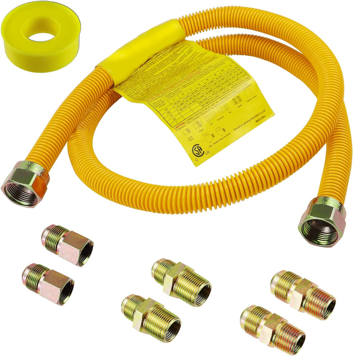 FALTA LA CINTA -Kit de línea de gas flexible Hosile de 60" para secadora, estufa, cocina, kit de conector de acero inoxidable para secadora de gas, 5/8 pulg. de diámetro exterior (1/2 pulg. de diámetro interior)