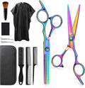 Kit de tijeras de corte de cabello, 9 piezas de tijeras profesionales de corte de pelo con peine, clips, nueva artesanía, juego de tijeras de adelgazamiento de peluquería de acero inoxidable