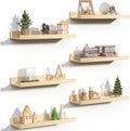 upsimples Estantes Flotantes para Pared, Set de 6 | Repisas de Madera Montadas para Decoracion y Almacenamiento | para Dormitorio, Sala, Bano y Cocina | Natural