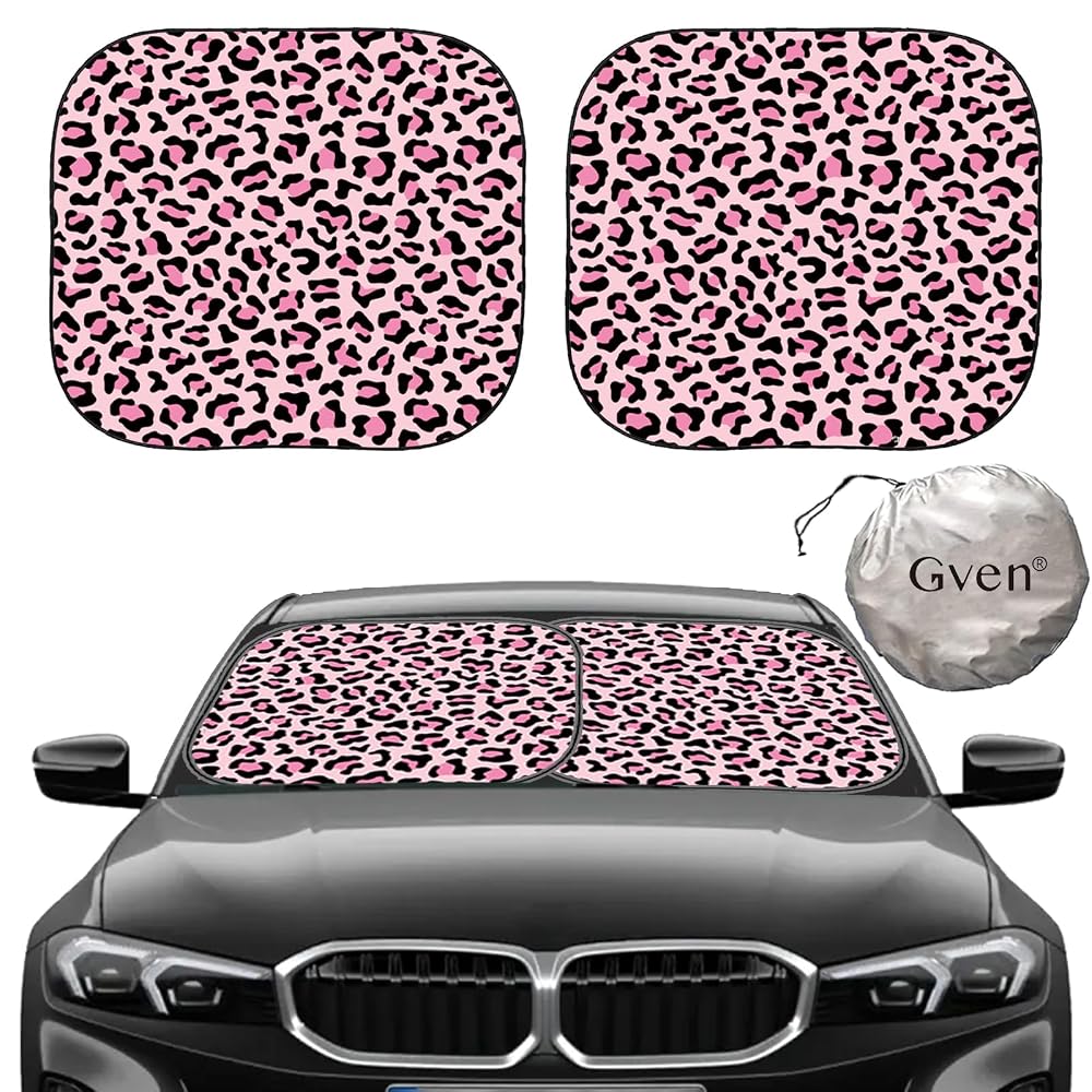 Gven Parasol para Parabrisas 2 piezas con Parasol de Coche Rosa