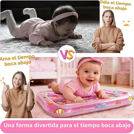 Yeeeasy Tapete de Agua para Tiempo Boca Abajo para Niña, Juguetes para Bebé Niña de 0, 3, 6, 9, 12 Meses, Regalos para Bebé Niña, Juguetes Sensoriales de Desarrollo