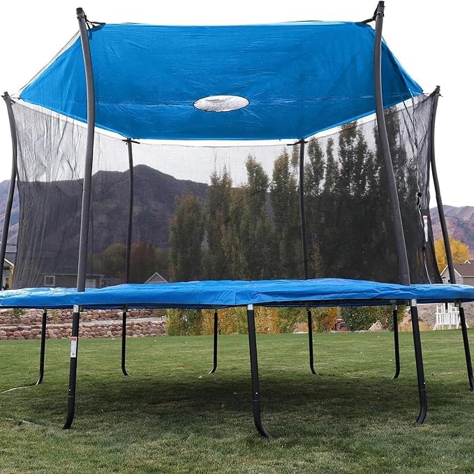 Cubierta para tienda de campaña para trampolín de 6/8/10/12/14/16 pies - Toldo para trampolines con protección solar resistente al desgarro - Accesorios para lona para trampolín(Blue,14ft-8 poles)