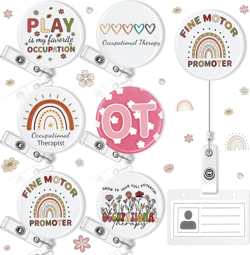 Homeam 6 piezas Regalos de terapia ocupacional Porta credenciales retráctiles con clip de cocodrilo Porta credenciales para el sector salud Clip para credenciales para médicos y asistentes de enfermería Regalos de agradecimiento