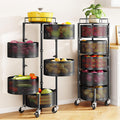 Carrito Organizador SNTD 5 Niveles con Ruedas | Canastas Giratorias para Frutas y Verduras | Negro