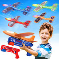 Fuwidvia Lanzador de Aviones de Juguete | Paquete de 4 | 2 Modos de Vuelo | Avion de Espuma LED | Juguete Volador de Exterior | Regalo para Ninos y Ninas de 4 a 12 Anos