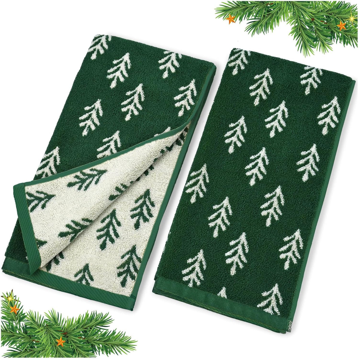 Toallas de Mano Navideñas Jacquotha — Set de 2 | Algodón Decorativo