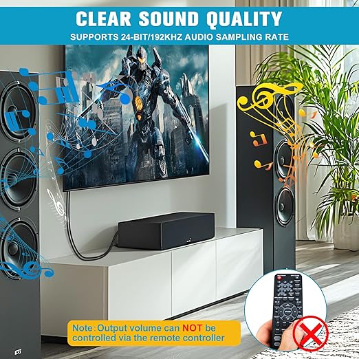 Convertidor HDMI ARC a Óptico 192KHz — Adaptador Plug & Play para TV, Soundbar y Home Theater con Soporte Dolby/DTS 5.1