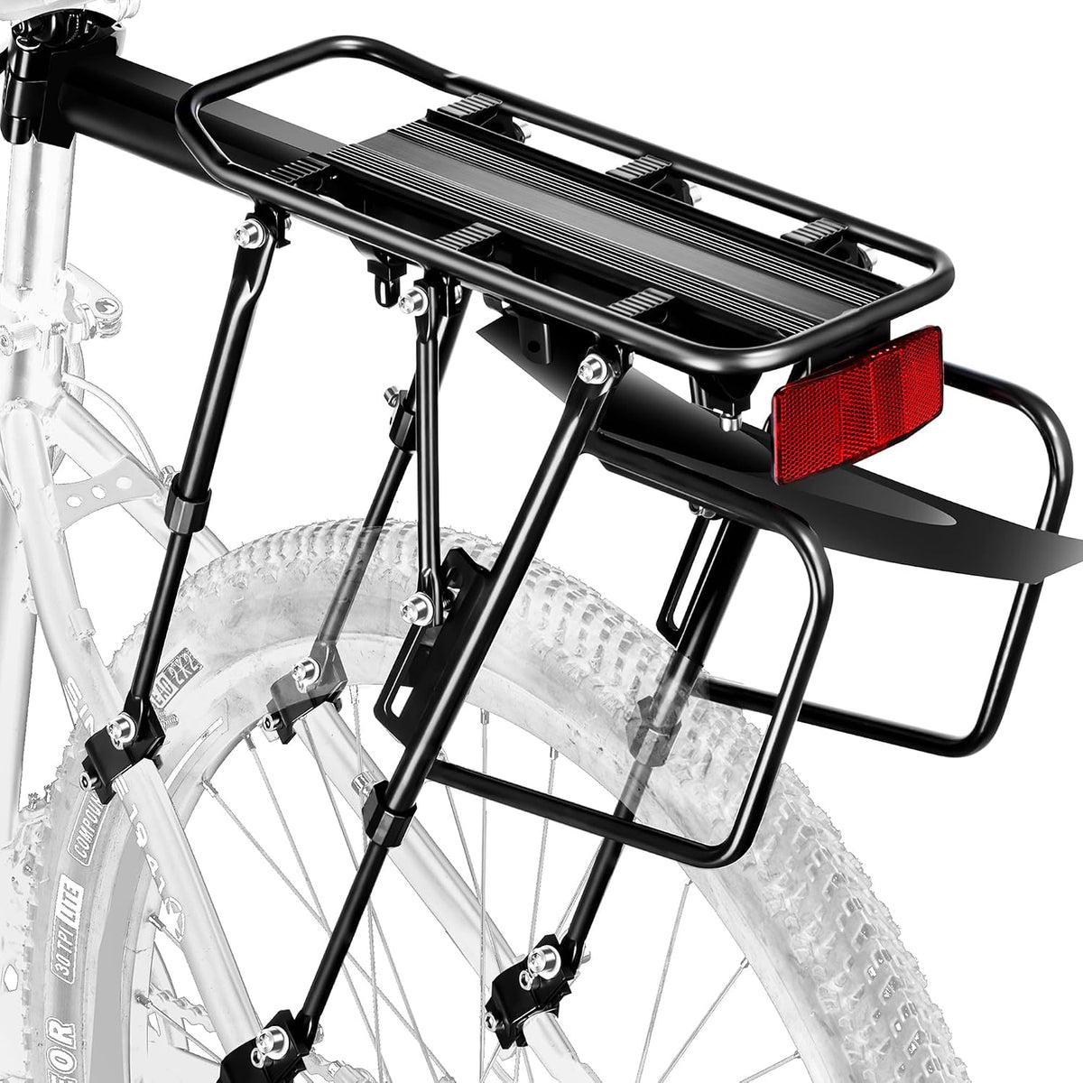 Portaequipajes Trasero YONTUO para Bicicleta | 140 kg | Guardabarros y Reflectores | Liberación Rápida | Montaña y Carretera | 1 Unidad