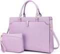 YZAOLL 15.6 Inch Laptop Bag for Women,Lightweight Vegan Leather Work Tote with Clutch Purse,Water-resistant Business Briefcase - Large Capacity Office Bag for Travel,College Essentials(Gift),Purple