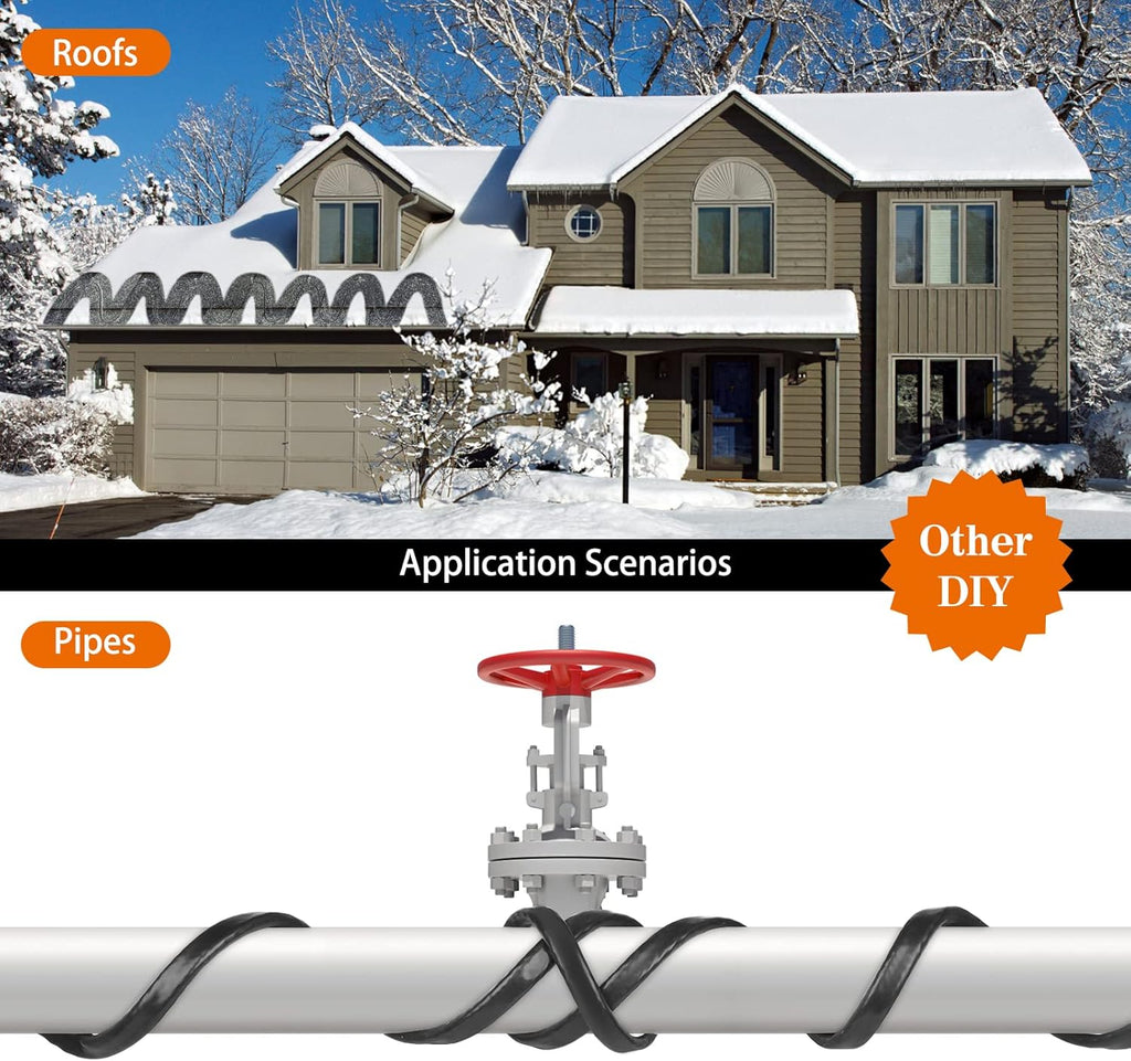 Cable Calefactor para Tuberías 30FT – Cinta Térmica Anticongelante -40°F, 120V 5W/ft para Plomería