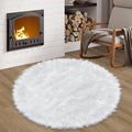Alfombra redonda esponjosa blanca de 3 pies para dormitorio y sala de estar, alfombra circular suave y peluda blanca para habitación de niños, alfombra circular peluda para cuarto de bebé