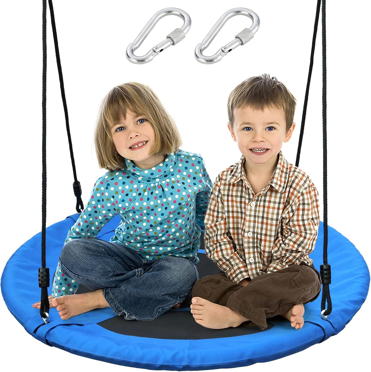 Columpio de árbol tipo platillo para niños, 40 pulgadas, azul
