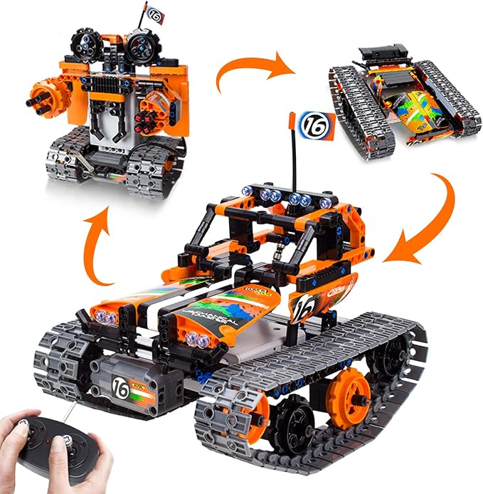 Kits de construcción de control remoto STEM 3 en 1 – Auto rastreado/robot/tanque – 2.4Ghz recargable RC Racer Toy Set regalo para niños de 8 a 12 14 años de edad y niñas mejor kit de aprendizaje
