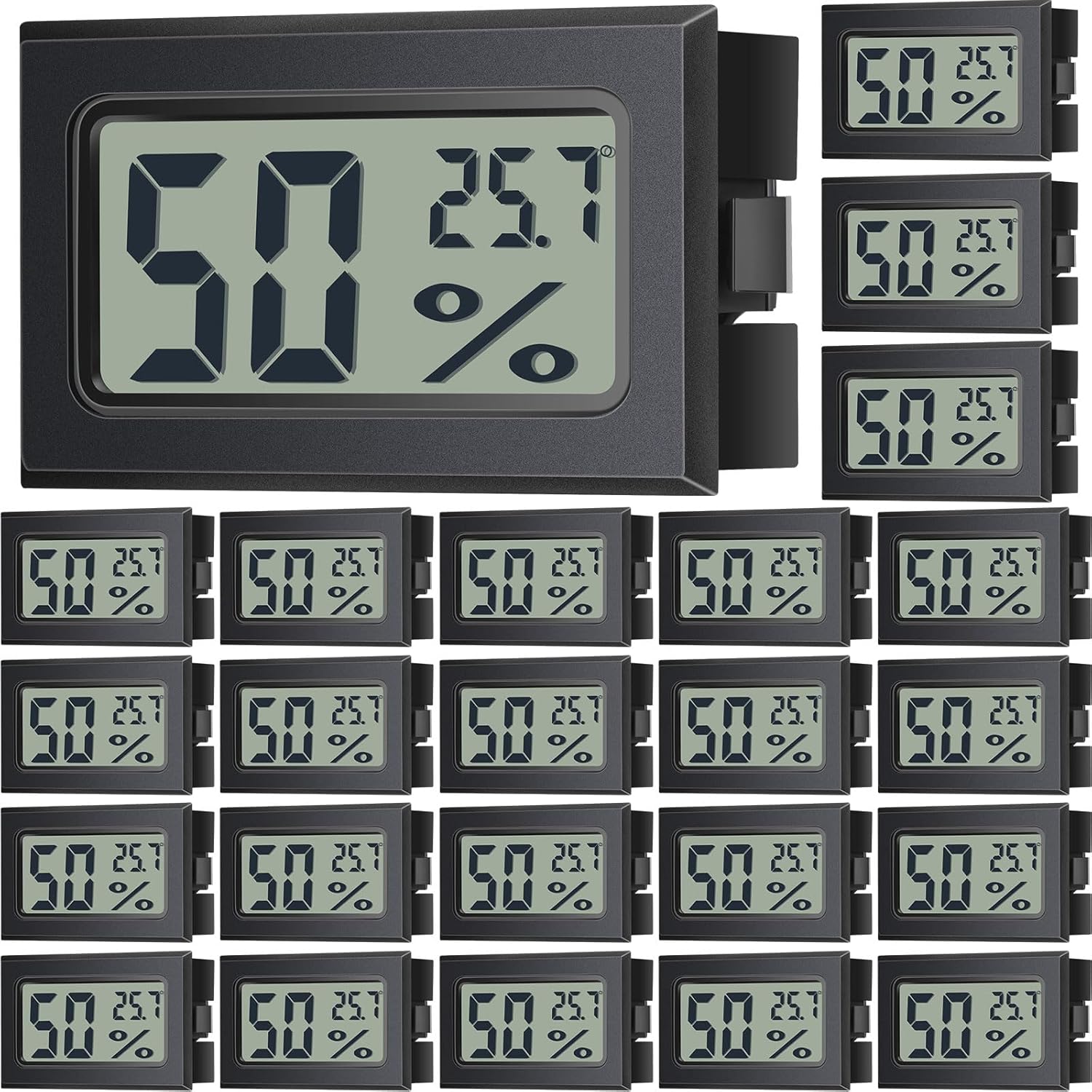 Kanayu 24 Pack Mini Digital Hygrometer Thermometers Indoor Humidity Monitor Temperature Humidity Gauge Meter with Fahrenheit for Greenhouse Garden Cellar Closet