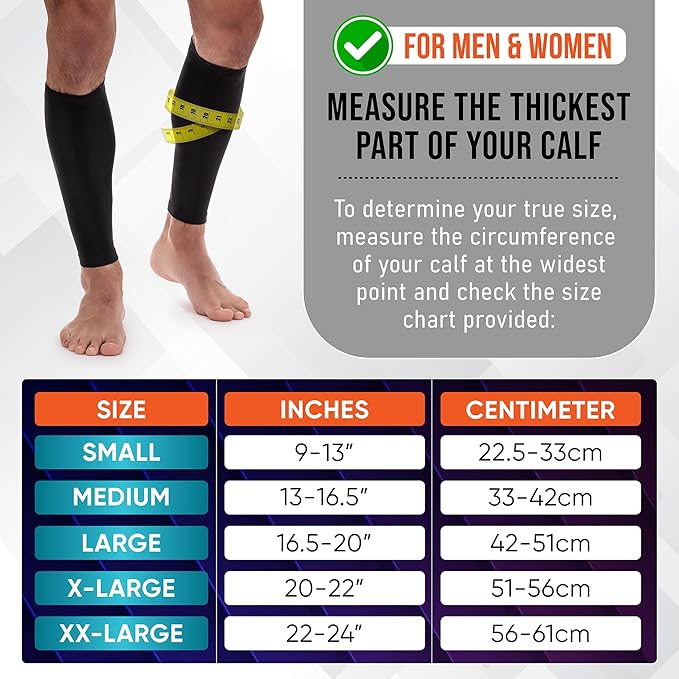 Mangas de compresión de pantorrilla para hombres y mujeres - (1 par) Calcetines de compresión sin puntera de apoyo para venas varicosas, enfermería, embarazo, correr - PhysFlex - Pernera de compresión