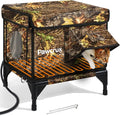 Casa climatizada para gatos resistente a la intemperie para exteriores en invierno, cama climatizada para gatos, refugio de gatitos con almohadilla térmica para gatos, puerta de escape aislada y segura, casa cálida para gatos callejeros (color de hoja