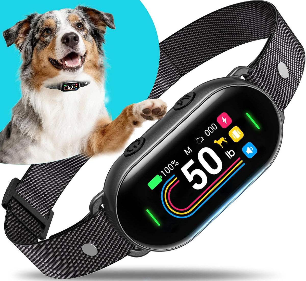 Collar Antiladridos para Perros Pequeños, Medianos y Grandes 10-100 lbs | Automático con Anti-Falsos Disparos y Conteo de Ladridos | 4 Modos y 8 Niveles | Negro