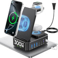 Estación de Carga 300W GaN III 10 en 1 | Cargador Inalámbrico para iPhone, MacBook, iWatch y AirPods | USB-C 65W PD