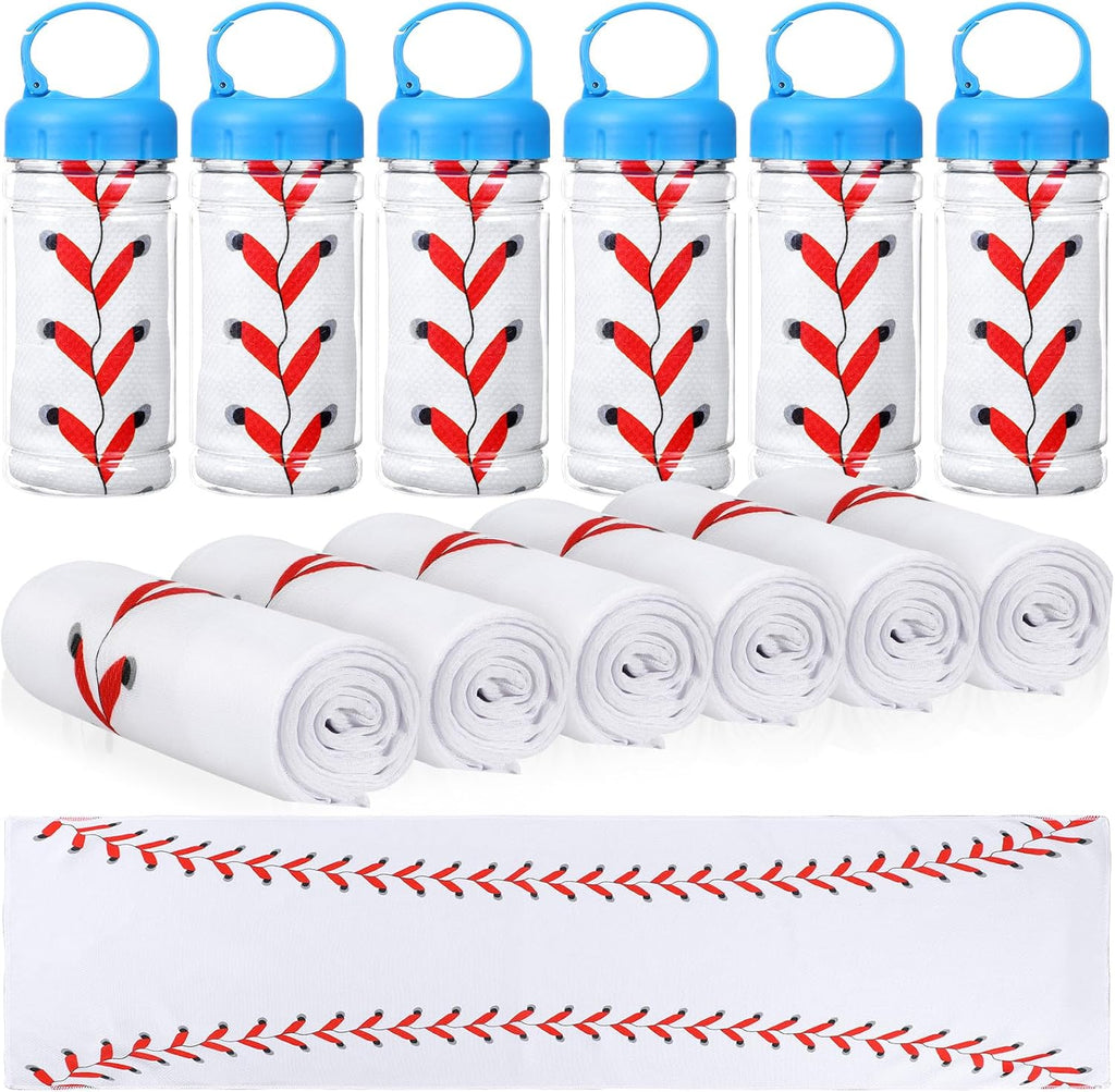 Paquete de 12 toallas refrescantes de béisbol Hahafelt, toallas de hielo para el cuello, toalla transpirable de 101 x 30 cm con recipiente de plástico, toalla deportiva de microfibra para jugadores, regalo para equipos y fiestas deportivas.