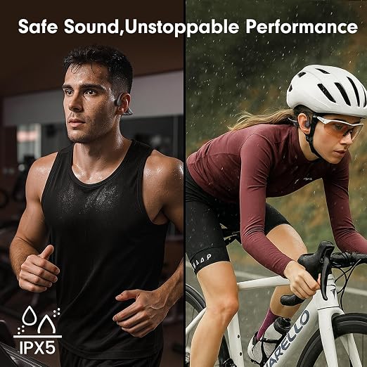 Yomdud Audífonos de Conducción Ósea — Open Ear Bluetooth 5.4, Micrófono, 10H, IPX5, para Deporte y Running