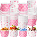 Vasos de Snack Newtay Rosa con Lazo 266ml | Bowls Coquette de Papel Desechables para Postre y Helado, para Día de la Madre, Baby Shower, Bodas y Fiestas, 100 Piezas