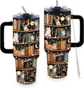 Book Lovers Gifts 40oz Tumbler, Library Cat Tumbler for Friend Book Lover, Bookish Gifts for Readers Librarian, Christmas Birthday Gift for Women, Book Accessories Stainless Steel Travel Mug