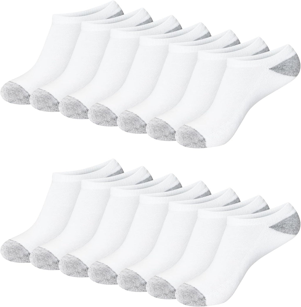 Calcetines Hanes para mujer, paquete económico, invisibles, suaves y que absorben la humedad, disponibles en paquetes de 14 pares, blancos - Paquete de 14 pares, talla 8-12 (EE. UU.)