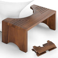 Taburete de baño plegable, taburete de madera de acacia para entrenamiento para ir al baño, ayuda de baño de madera de 7 pulgadas para una postura cómoda (nogal, plegable)