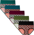 INNERSY Women's High Waisted Underwear Cotton Panties Regular & Plus Size 5-Pack(Chessboard,Medium)