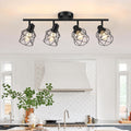Baocuz Lampara de Techo Semi Flush 4 Luces | Direccionable y Rotatoria, Estilo Granja con Jaula Metalica para Comedor y Sala