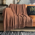 Manta Tejida LOMAO con Flecos y Textura Burbuja Ligera Color Caramelo 50x60 Pulgadas para Sofa y Decoracion