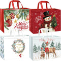 DECHISY 12 Pack Extra Large Christmas Gift Bags Bulk with Handles, Reusable Christmas Tote Bags for Wrapping Present, Heavy Duty, Shopping 17 x 13 x 7 Inches