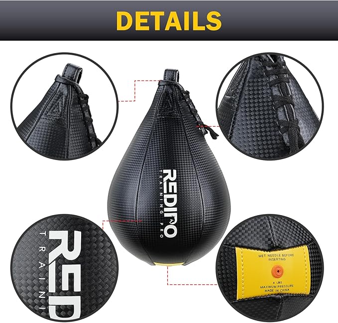 Bolsa de velocidad de boxeo superior Redipo - Bola de velocidad de boxeo de piel sintética - Bola giratoria pesada para colgar para gimnasio y deportes de MMA Muay Thai Fitness