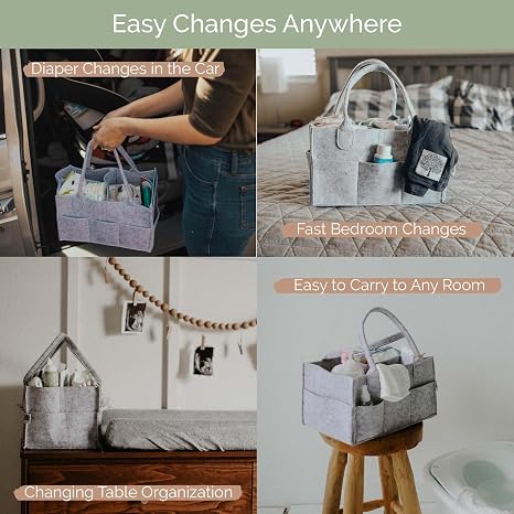 Organizador de pañales para bebé, contenedor para dormitorio de bebé, organizador de automóvil para pañales y toallitas para bebés, gris, regular