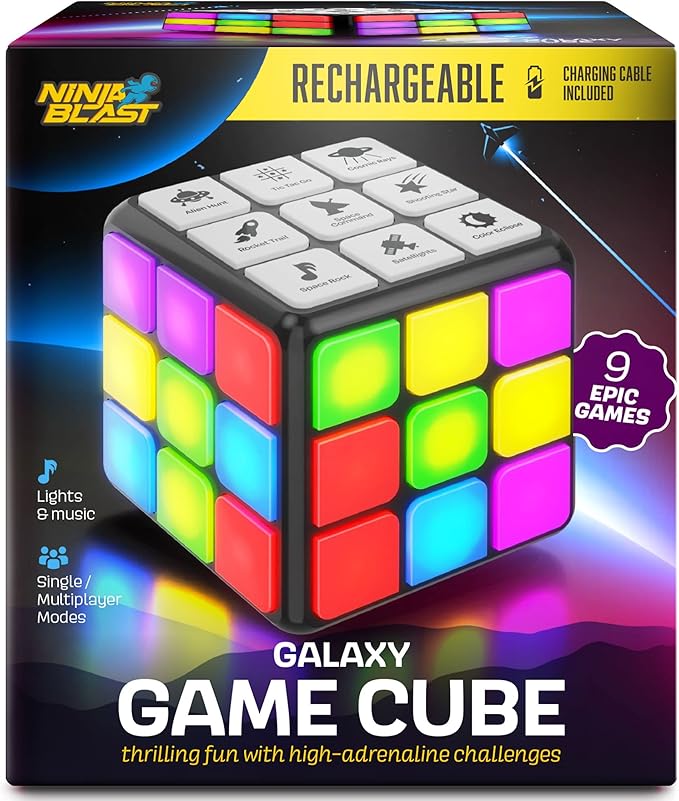 Cubo de actividades de juego recargable, juguetes para niños y niñas, 9 divertidos juegos de cerebro