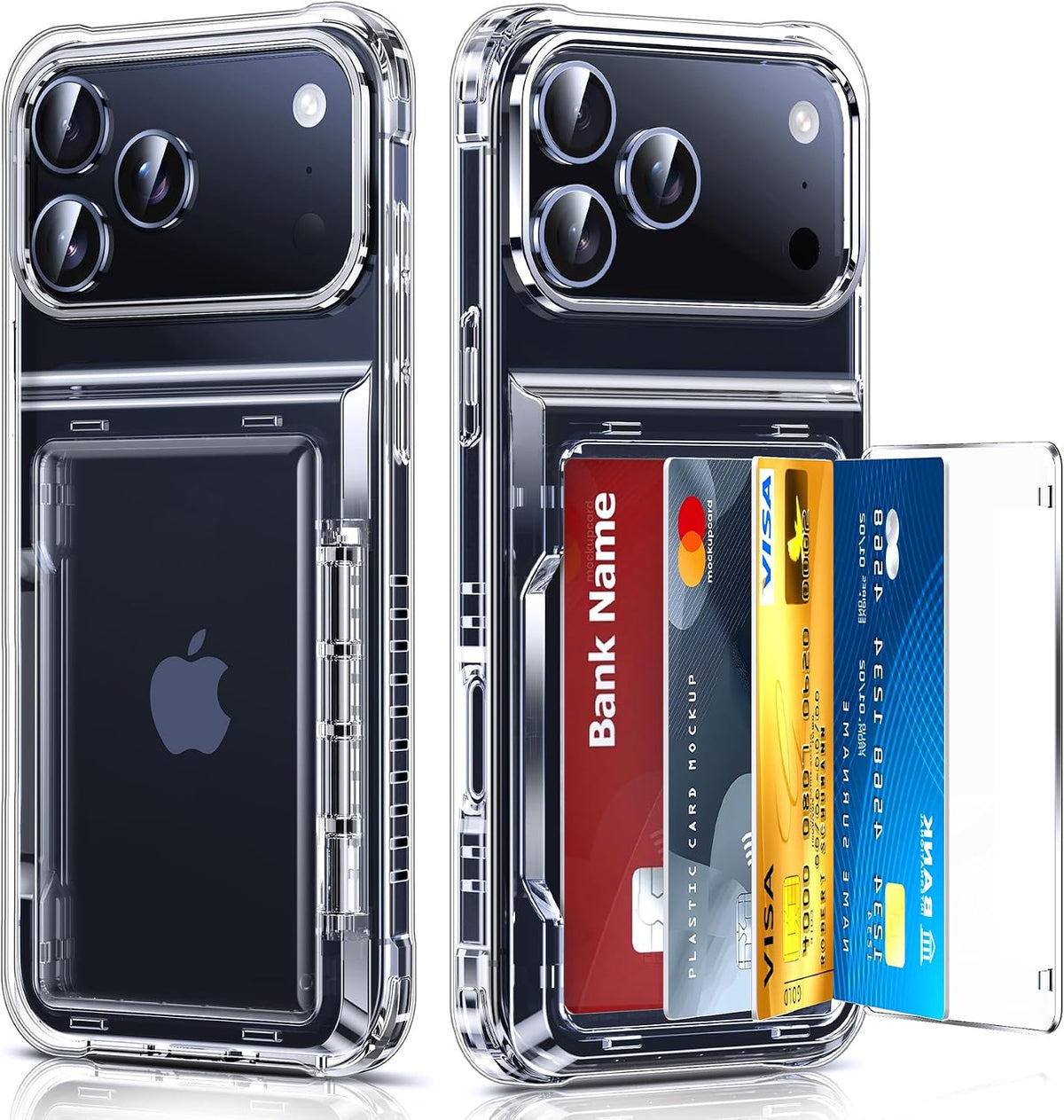 Funda LeYi para iPhone 17 Pro Max Transparente | Billetera Porta Tarjetas para Mujer Estilo Activo