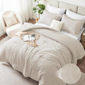 Set de Edredón CozyLux California King | 3 Piezas | Beige Jaspeado | Relleno Alternativo de Plumón | Suave, Ligero y Transpirable