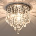 Candelabro Moderno NSRCE 3 Luces Base G9 | Mini Plafon de Cristal Empotrado | Acabado Plateado Cromado | Dormitorio Cocina Bano Pasillo