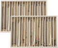 KATISYIO Bandeja de Joyeria de Terciopelo Grande, Paquete de 2, Apilable, Organizador de Cajon para Aretes, Pulseras, Collares y Anillos, Beige, 16 Divisiones