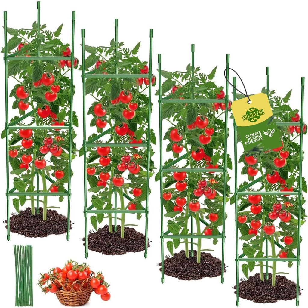 Jaulas para Tomates 4 Piezas | Enrejado para Cama de Cultivo Elevada | 51.2 Pulgadas de Alto | Soporte para Plantas en Macetas | Para Plantas Trepadoras