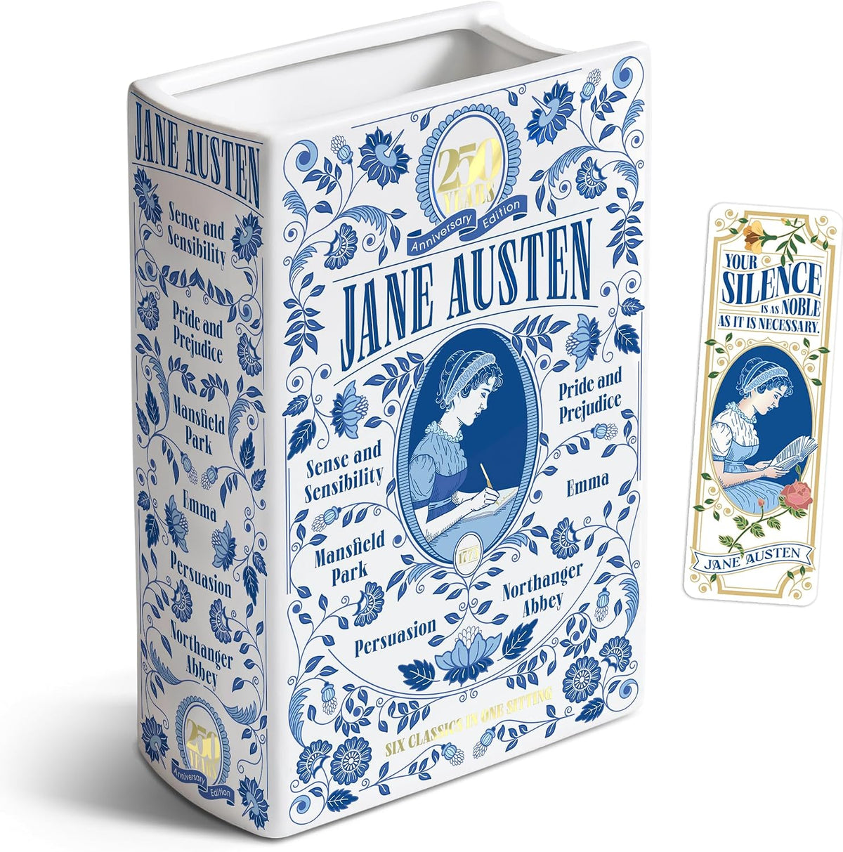 SOLO INCLUYE EL JARRÓN - Jarrón con forma de libro de Jane Austen para flores