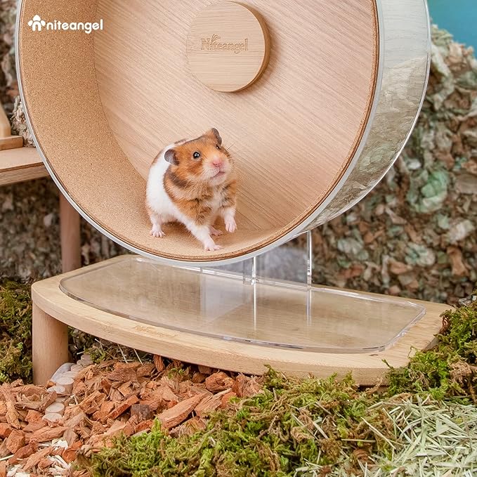 Niteangel Plataforma de rueda de hámster antideslizante - Compatible con la rueda de hámster súper silenciosa Niteangel | Rueda acrílica | Rueda de madera | Rueda de la serie Cloud (Mediana)