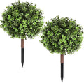 Paquete de 2 Plantas Artificiales de Boj Topiario 18 Pulgadas – Resistentes a Rayos UV para Interior y Exterior