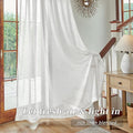 Cortinas traslúcidas de lino blanco de 72 pulgadas de ancho para ventanas grandes, juego de 2 paneles con pestaña trasera, bolsillo para barra, filtro de luz, cortinas semitransparentes largas