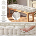 Geelin Cojines de banco de 42 x 18 pulgadas para muebles de interior de terciopelo de chenilla beige con botones gruesos copetudos, cojín de asiento de espuma viscoelástica