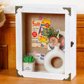 Caja expositora Cinnvoice de 28 x 35,5 cm (11 x 14 pulgadas), 12 cm (4,7 pulgadas) de profundidad, con respaldo de corcho, de madera rústica quemada, ideal para ramos de flores, fotos de boda y recuerdos (blanca).