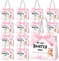 Spakon Paquete de 25 Bolsas de Regalo para Baby Shower con Diseño de Osos "Apenas Podemos Esperar" Bolsas de Regalo para Baby Shower con Asas y Cintas Recuerdos para Fiestas de Revelación de Género para Invitados (Rosa)
