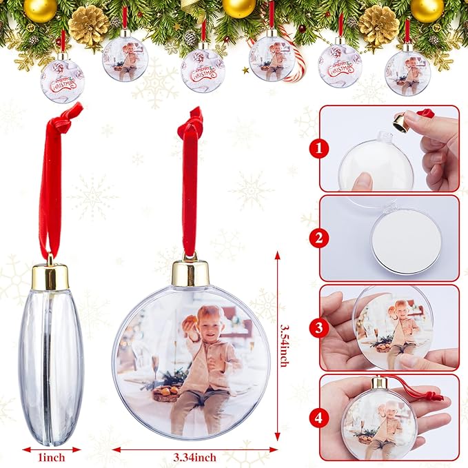 Esferas Navideñas para Sublimación Hotop | Con Marco de Foto | Plástico | DIY | Decoración Árbol