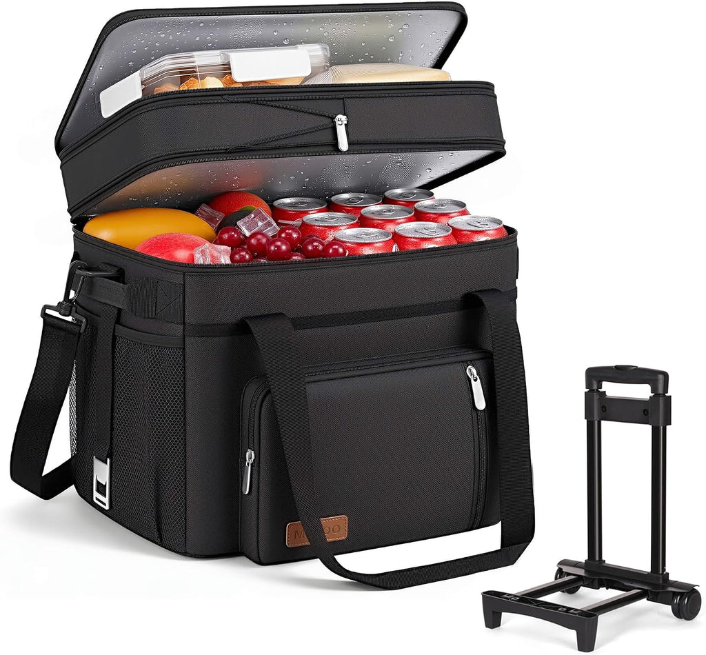 Bolsa Enfriadora MIYCOO con Ruedas Doble Cubierta para 60 Latas, Aislada Impermeable Portátil, Lonchera Enfriadora Expandible de Hielo Extra Grande para Playa, Picnic, Campamento, Compras