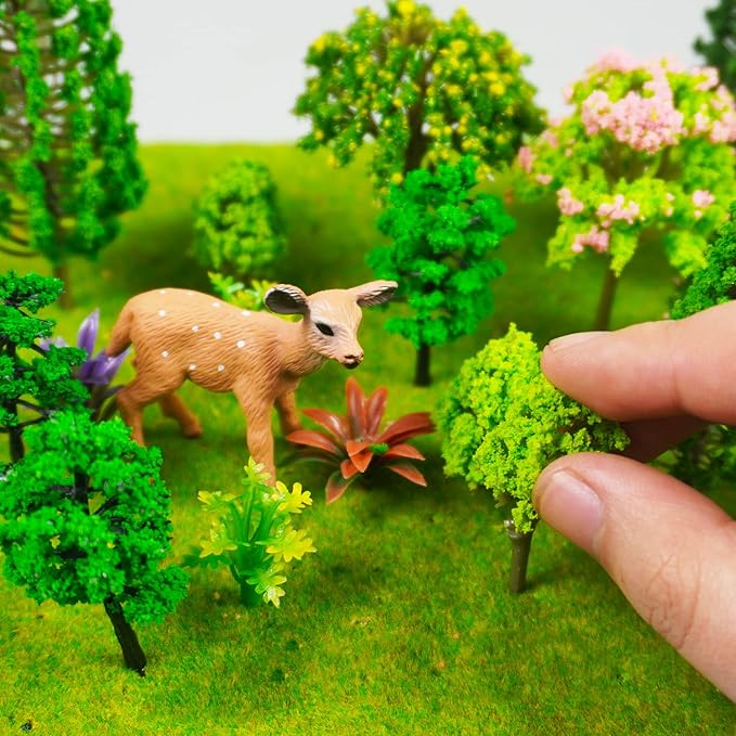 Figuras de Animales del Bosque y Árboles de Plástico Mixtos – Adornos para Pasteles y Decoraciones de Cumpleaños